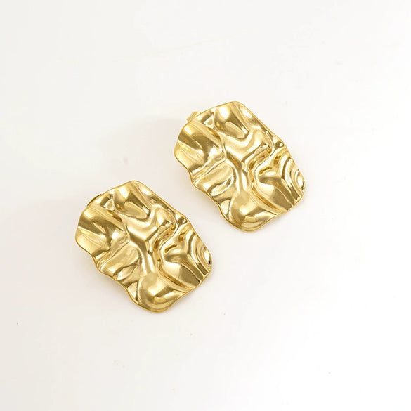 Wholesale Geometric French Retro Style 18K Goldplated Stainless Steel Earrings For Women