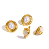 Wholesale Geometric French Retro Style Vacuum Real Gold Plated Stainless Steel Earrings With Pearls And Natural Stones For Women
