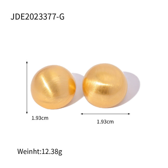 Wholesale Geometric Frosted Brushed Ball Semiround 925 Silver Electroplated Earrings For Women