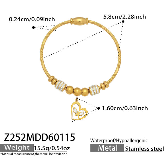 Wholesale Geometric Full Diamond Zircon Pendant Bracelet Set Stainless Steel 18K Gold Plated Jewelry