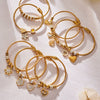 Wholesale Geometric Full Diamond Zircon Pendant Bracelet Set Stainless Steel 18K Gold Plated Jewelry