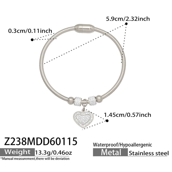 Wholesale Geometric Full Diamond Zircon Pendant Bracelet Set Stainless Steel 18K Gold Plated Jewelry