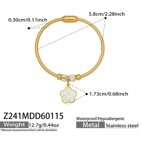 Wholesale Geometric Full Diamond Zircon Pendant Bracelet Set Stainless Steel 18K Gold Plated Jewelry