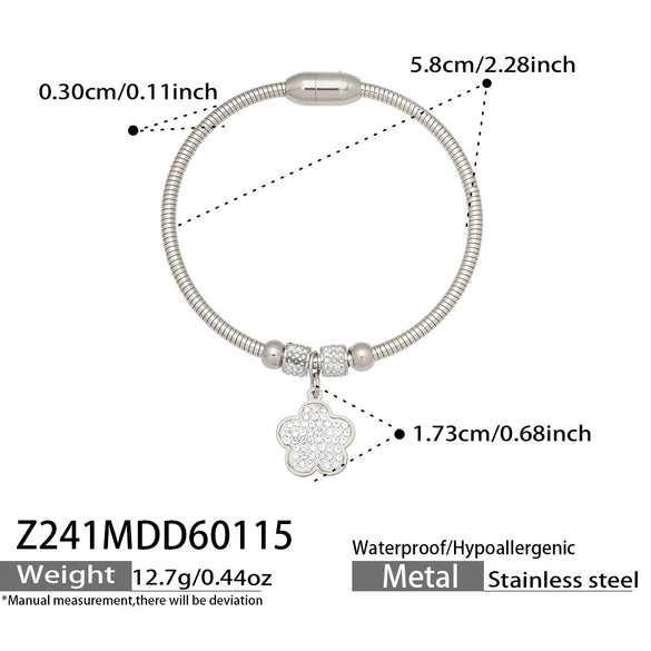Wholesale Geometric Full Diamond Zircon Pendant Bracelet Set Stainless Steel 18K Gold Plated Jewelry