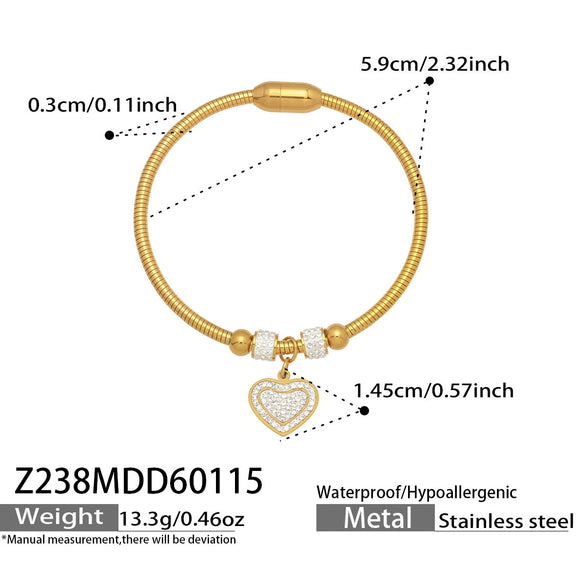 Wholesale Geometric Full Diamond Zircon Pendant Bracelet Set Stainless Steel 18K Gold Plated Jewelry