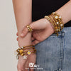 Wholesale Geometric Full Diamond Zircon Pendant Bracelet Set Stainless Steel 18K Gold Plated Jewelry