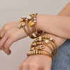 Wholesale Geometric Full Diamond Zircon Pendant Bracelet Set Stainless Steel 18K Gold Plated Jewelry