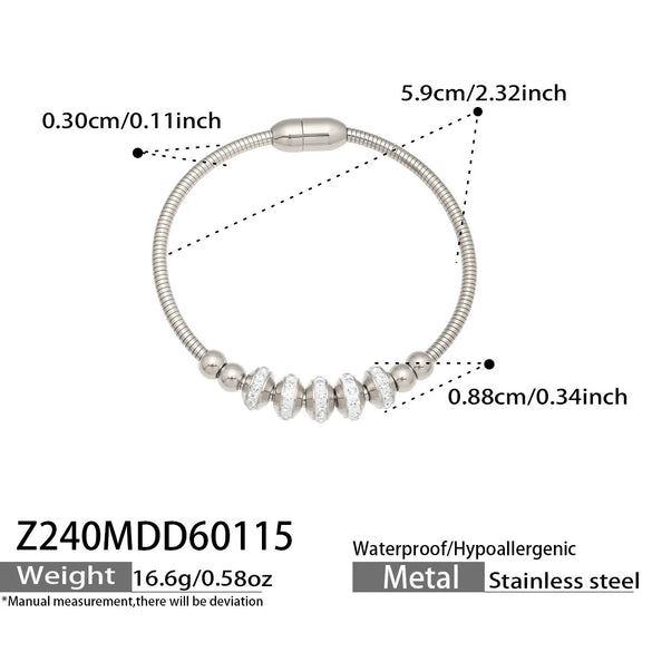 Wholesale Geometric Full Diamond Zircon Pendant Bracelet Set Stainless Steel 18K Gold Plated Jewelry