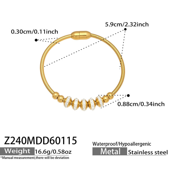 Wholesale Geometric Full Diamond Zircon Pendant Bracelet Set Stainless Steel 18K Gold Plated Jewelry