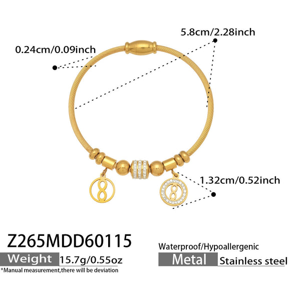 Wholesale Geometric Full Diamond Zircon Pendant Bracelet Set Stainless Steel 18K Gold Plated Jewelry