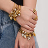 Wholesale Geometric Full Diamond Zircon Pendant Bracelet Set Stainless Steel 18K Gold Plated Jewelry