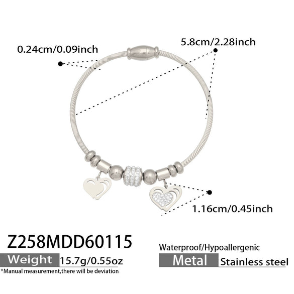 Wholesale Geometric Full Diamond Zircon Pendant Bracelet Set Stainless Steel 18K Gold Plated Jewelry