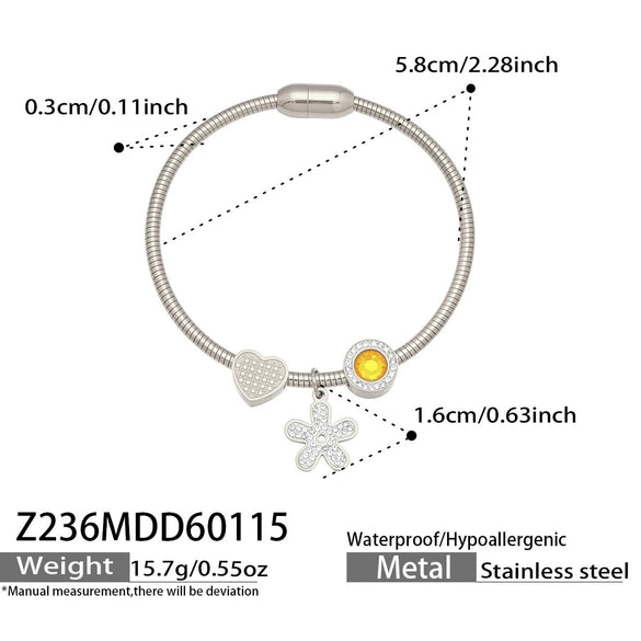 Wholesale Geometric Full Diamond Zircon Pendant Bracelet Set Stainless Steel 18K Gold Plated Jewelry