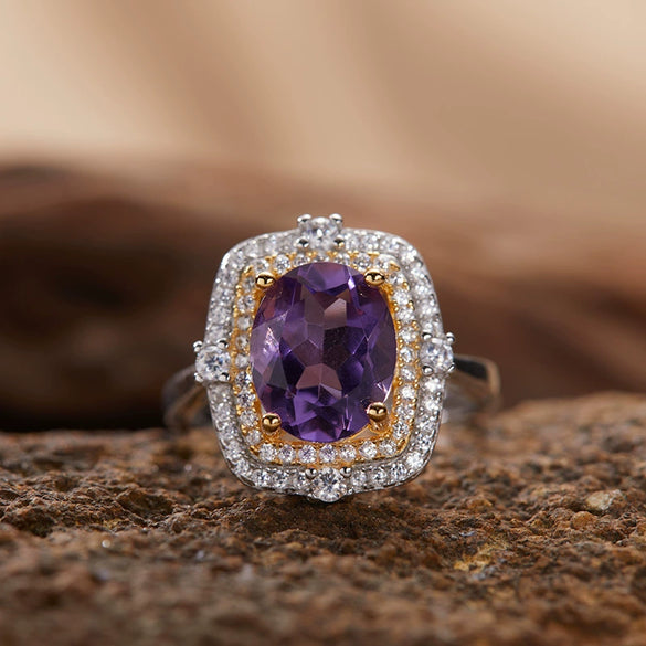 Wholesale Geometric Gem Set 925 Sterling Silver Ring For Women