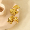 Wholesale Geometric Ginkgo Leaf Stainless Steel 16K Gold Plated Earrings For Women