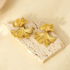Wholesale Geometric Ginkgo Leaf Stainless Steel 16K Gold Plated Earrings For Women