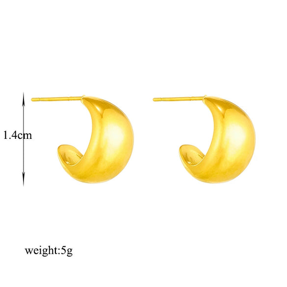 Wholesale Geometric Glossy Hollow Crescent Titanium Steel Earrings With Electroplating Unisex Cold Style Jewelry