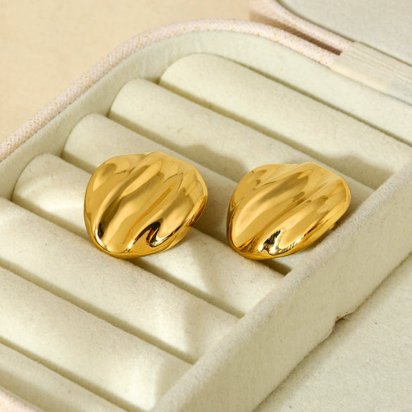 Wholesale Geometric Gold Electroplated 316L Stainless Steel Irregular Gloss Stud Earrings For Women
