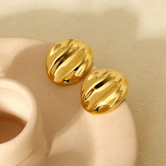 Wholesale Geometric Gold Electroplated 316L Stainless Steel Irregular Gloss Stud Earrings For Women
