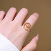 Wholesale Geometric Gold Plated Copper Sun And Moon Adjustable Open Zircon Ring For Women