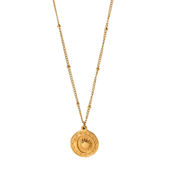 Wholesale Geometric Gold Plated Stainless Steel Bead Chain Necklace Pendant For Women