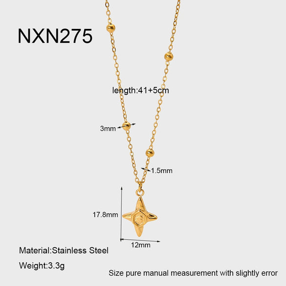 Wholesale Geometric Gold Plated Stainless Steel Bead Chain Necklace Pendant For Women