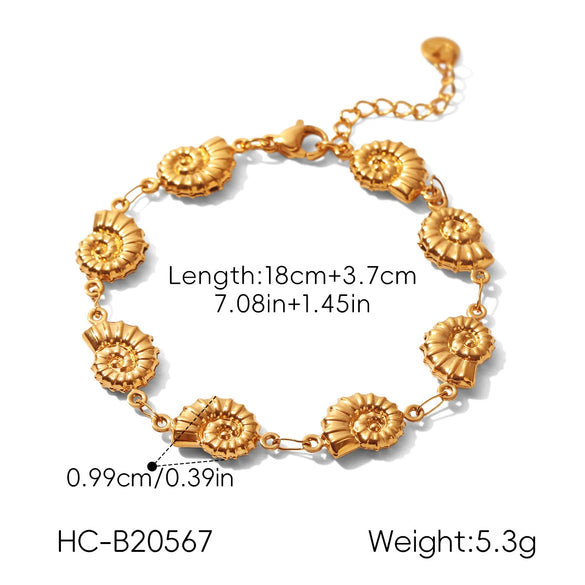 Wholesale Geometric Gold Plated Stainless Steel Conch Bracelet And Necklace For Women