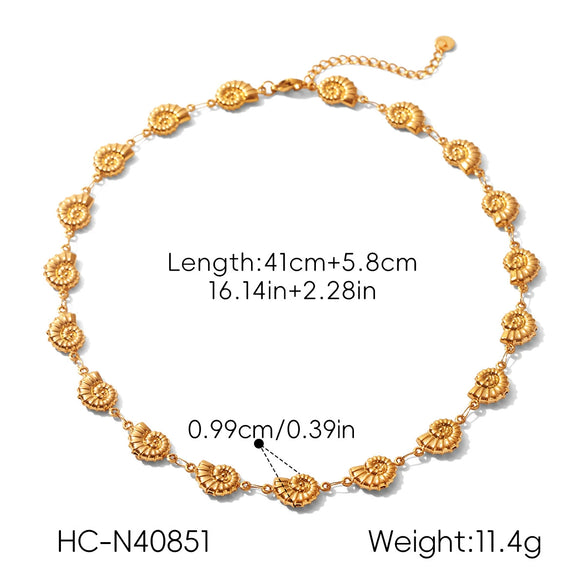 Wholesale Geometric Gold Plated Stainless Steel Conch Bracelet And Necklace For Women