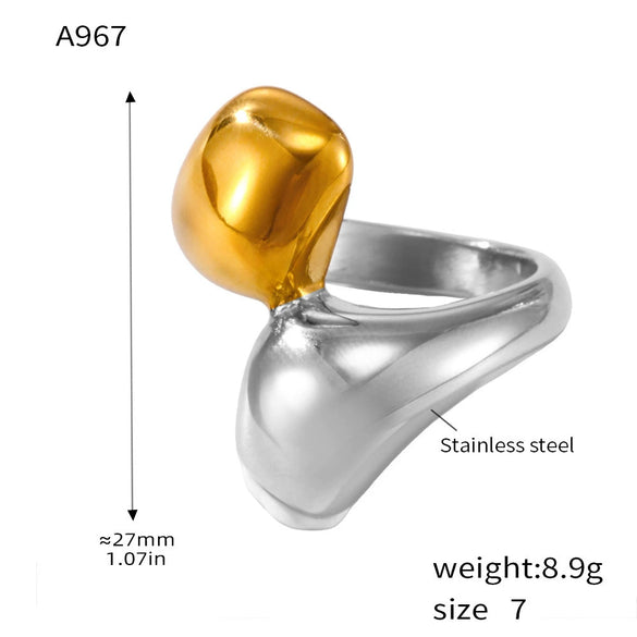 Wholesale Geometric Gold Ring Titanium Steel Electroplated Light Luxury Women's Fashionable Accessory