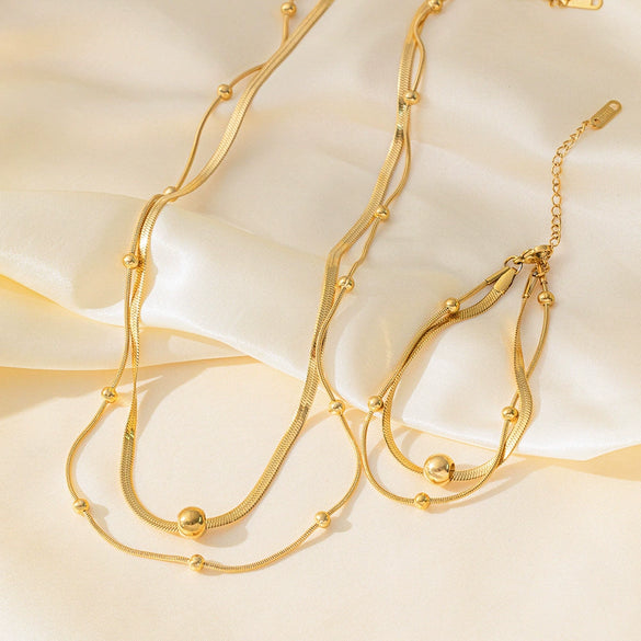 Wholesale Geometric Goldplated Snake Bone Chain Titanium Steel Jewelry Stacking Necklace For Women