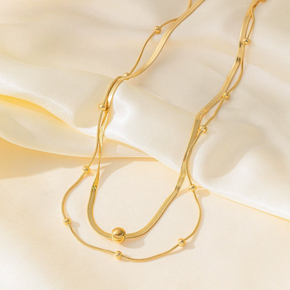 Wholesale Geometric Goldplated Snake Bone Chain Titanium Steel Jewelry Stacking Necklace For Women