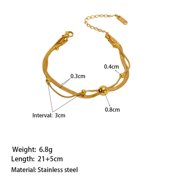 Wholesale Geometric Goldplated Snake Bone Chain Titanium Steel Jewelry Stacking Necklace For Women