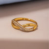 Wholesale Geometric Goldplated Stainless Steel And Zircon Micro Inlay Adjustable Ring For Unisex
