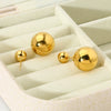 Wholesale Geometric Goldplated Stainless Steel Double Ball Earrings For Women