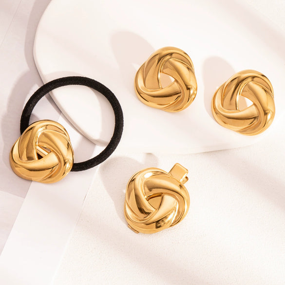 Wholesale Geometric Hair Accessories And Earrings For Women Simple Style Stainless Steel With Insect Ladybug Pattern Pvd Furnace Vacuum Real Gold Plated