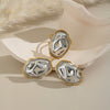 Wholesale Geometric Hammer Pattern Stainless Steel Earrings And Ring Set For Women With Electroplating Finish