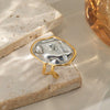 Wholesale Geometric Hammer Pattern Stainless Steel Earrings And Ring Set For Women With Electroplating Finish