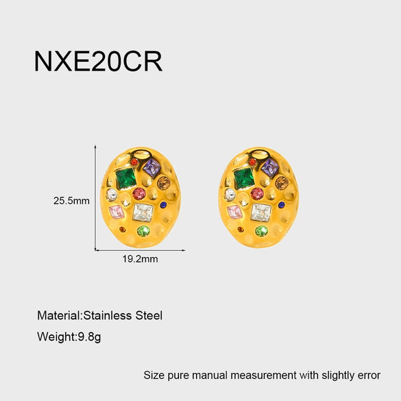 Wholesale Geometric Hammered 18K Gold Plated Stainless Steel Earrings For Women