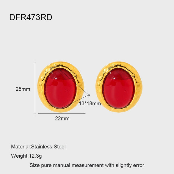 Wholesale Geometric Hammered 18K Gold Plated Stainless Steel Earrings For Women