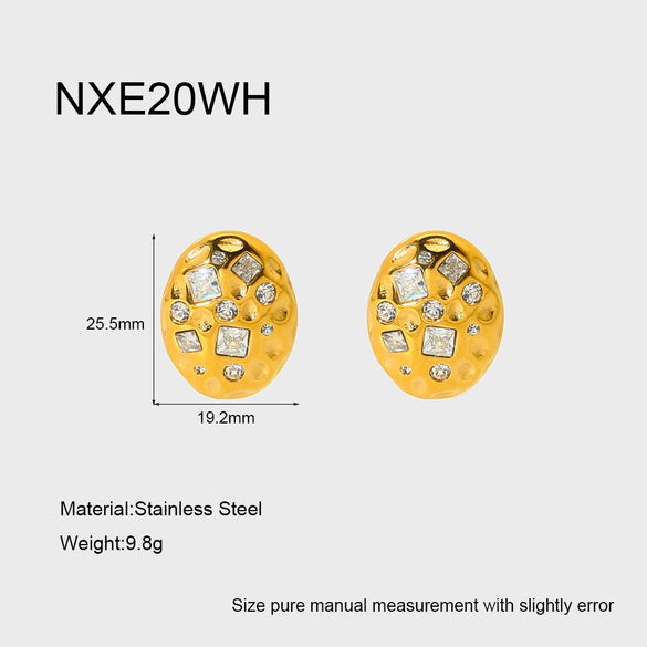 Wholesale Geometric Hammered 18K Gold Plated Stainless Steel Earrings For Women