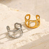 Wholesale Geometric Hammered Open Ring Stainless Steel 18K Goldplated For Women