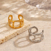 Wholesale Geometric Hammered Open Ring Stainless Steel 18K Goldplated For Women