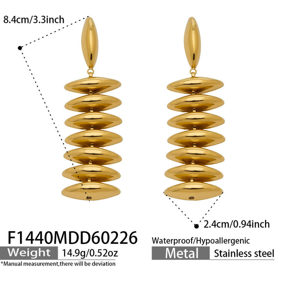 Wholesale Geometric Handassembled Water Drop Tassel Earrings For Women Stainless Steel 18K Gold Plated