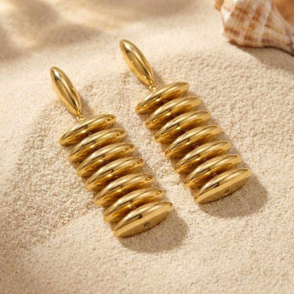 Wholesale Geometric Handassembled Water Drop Tassel Earrings For Women Stainless Steel 18K Gold Plated