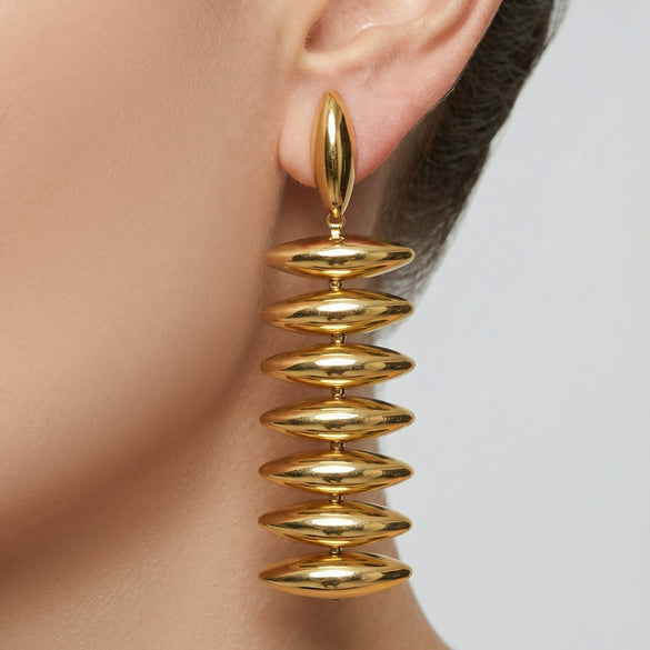 Wholesale Geometric Handassembled Water Drop Tassel Earrings For Women Stainless Steel 18K Gold Plated