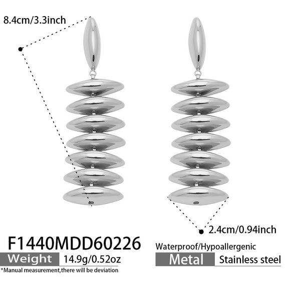 Wholesale Geometric Handassembled Water Drop Tassel Earrings For Women Stainless Steel 18K Gold Plated