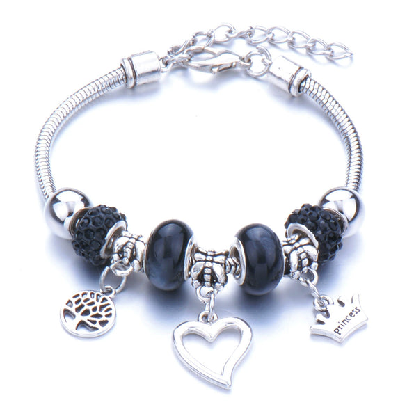 Wholesale Geometric Handmade Alloy Beaded Bracelet With Crown Pendant And Lobster Buckle For Couples