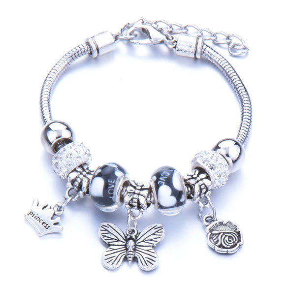 Wholesale Geometric Handmade Alloy Beaded Bracelet With Crown Pendant And Lobster Buckle For Couples
