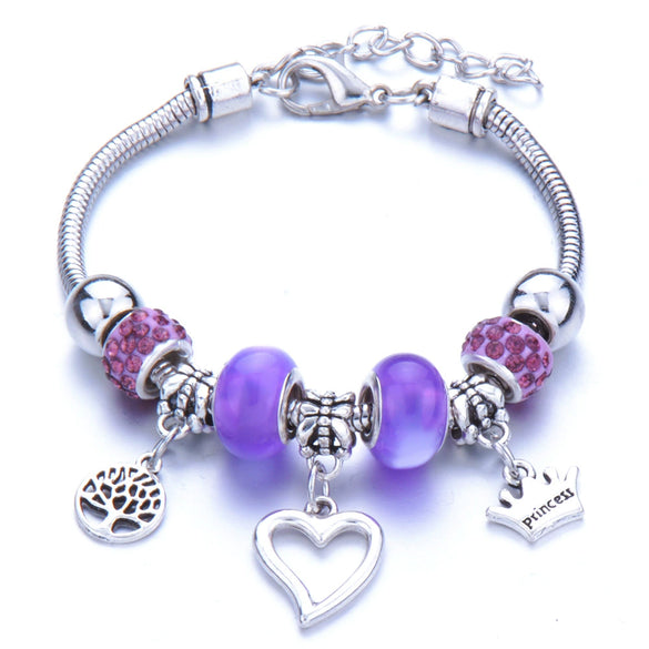 Wholesale Geometric Handmade Alloy Beaded Bracelet With Crown Pendant And Lobster Buckle For Couples