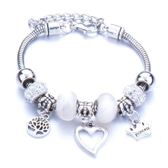 Wholesale Geometric Handmade Alloy Beaded Bracelet With Crown Pendant And Lobster Buckle For Couples